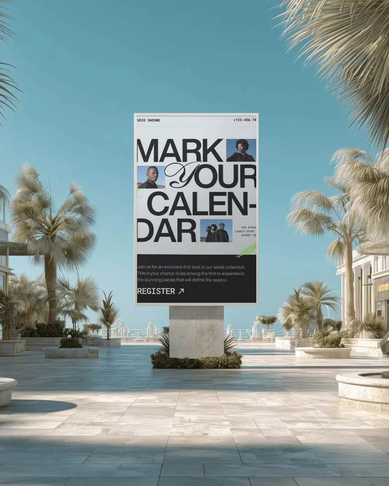 seaside-promenade-billboard-mockup-palm-trees-blue-sky-sunny-luxury-plaza-modern-beachfront