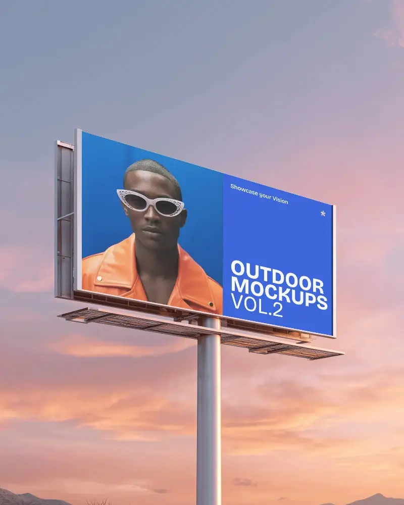 sunset-sky-billboard-mockup-tall-metal-frame-pole-pastel-clouds-pink-blue-horizon-scenery