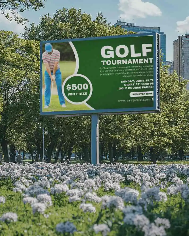 Modern Cityscape Billboard Mockup Bright Day With Contemporary Architecture Background