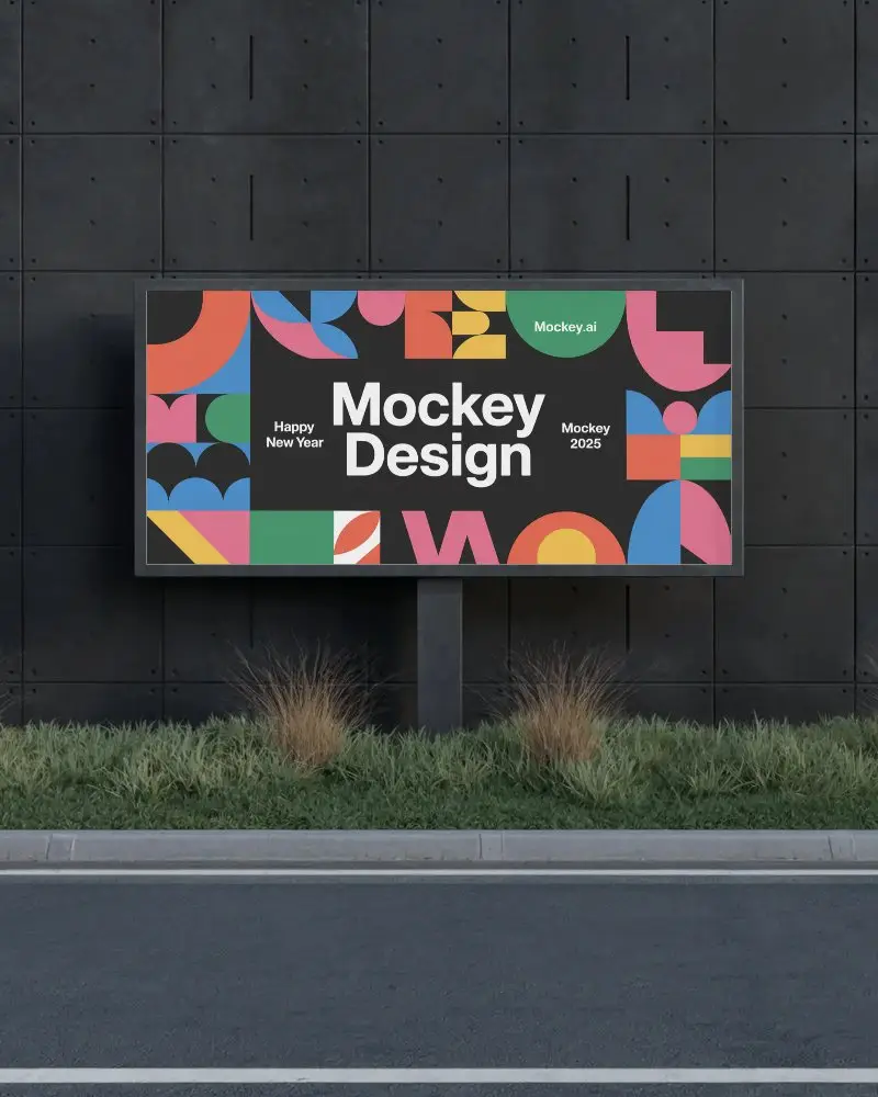 dark-modern-wall-horizontal-billboard-mockup-minimal-black-panel-with-grass-and-urban-curb-line