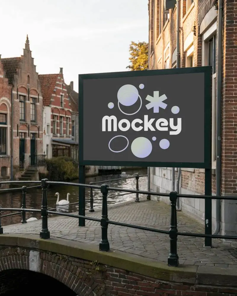 dutch-canal-bridge-horizontal-billboard-mockup-traditional-architecture-with-swans-and-brick-path