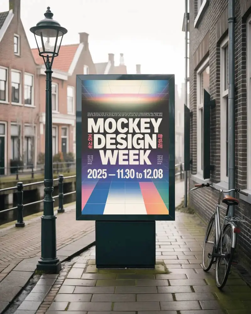 misty-dutch-alley-street-vertical-billboard-mockup-red-brick-homes-bike-on-wet-cobbled-canal-walkway