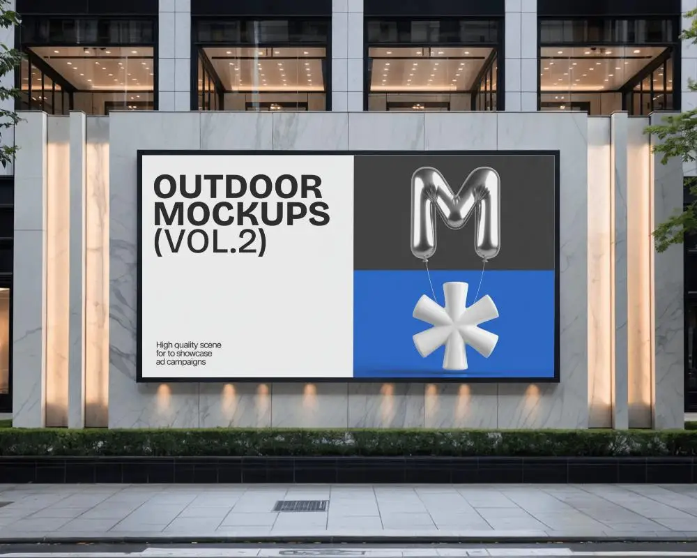 luxury-marble-horizontal-billboard-mockup-with-evening-lights-and-black-trim