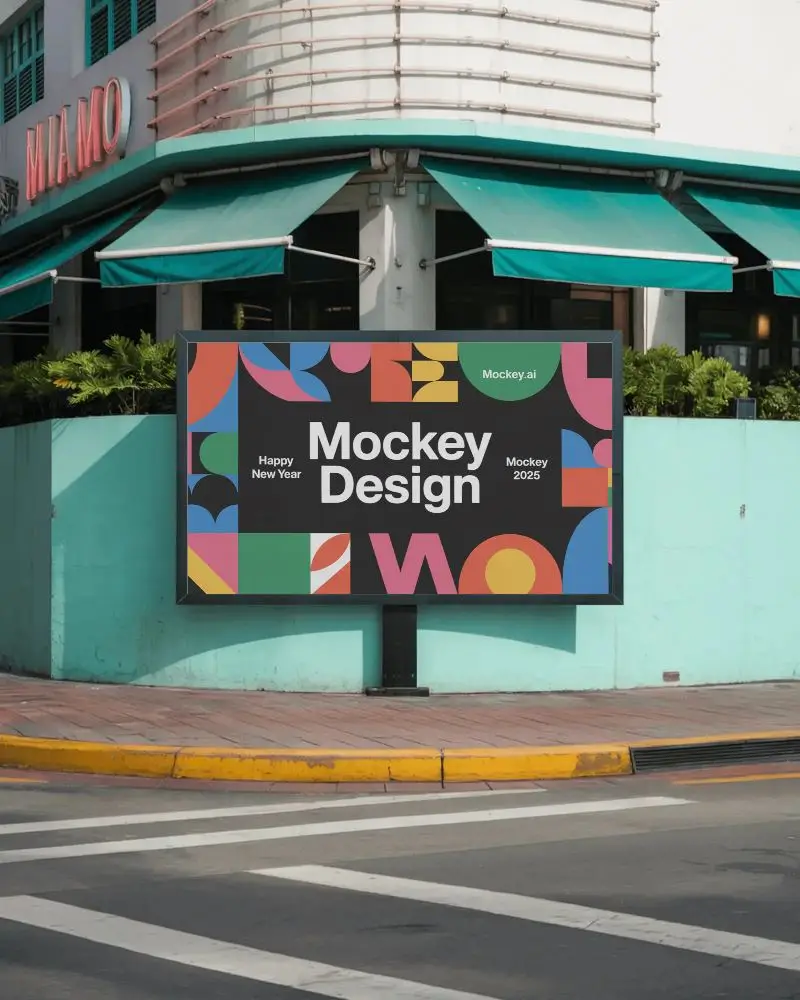 retro-miami-billboard-mockup-art-deco-diner-with-aqua-green-awnings-on-corner-wall