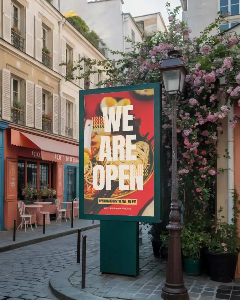 street-side-advertising-billboard-mockup-on-cobblestone-road-with-floral-background-urban-0533