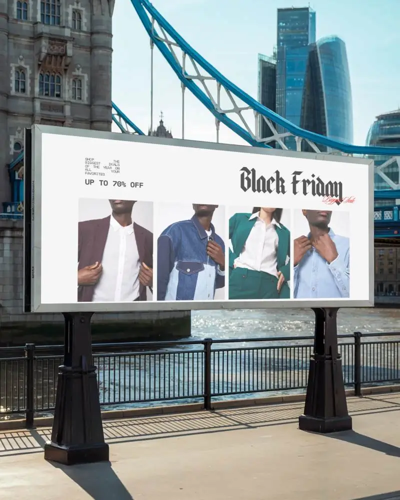 Blank Billboard Mockup For Outdoor Advertising In Urban Cityscape With Bridge Background 0541