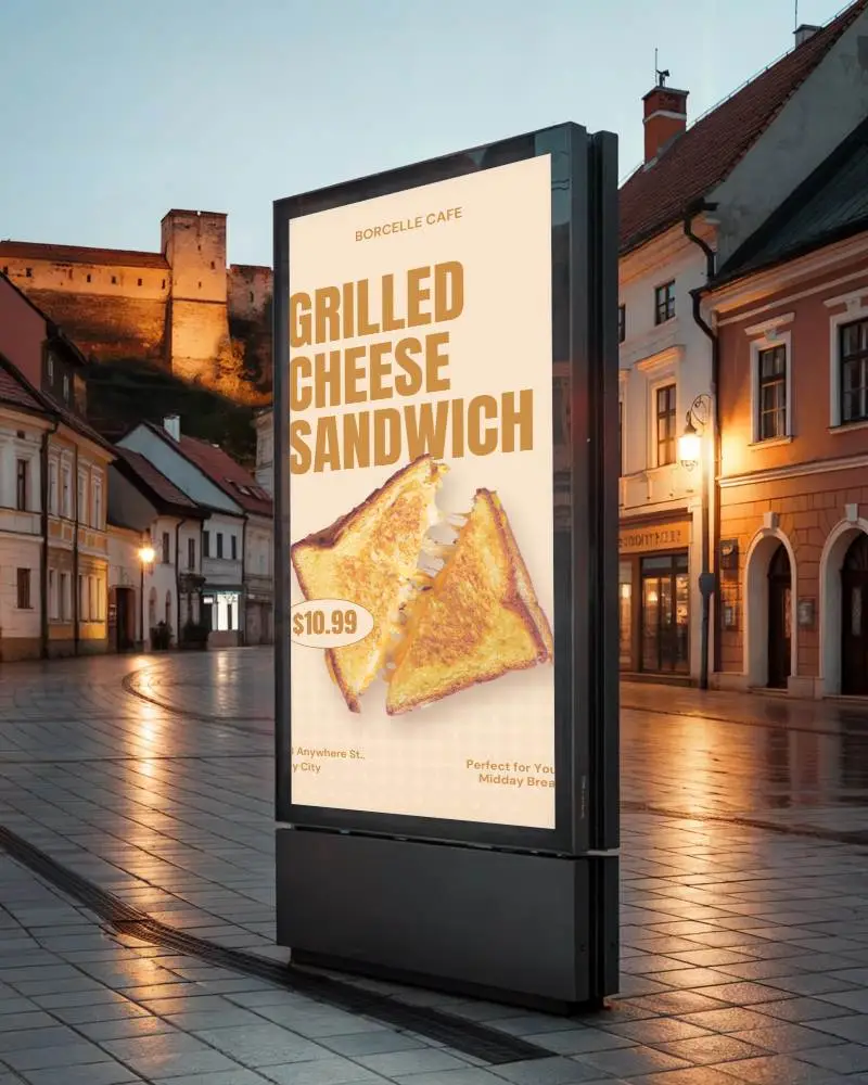 Urban Street Billboard Mockup With Empty White Advertisement Display Panel 0543