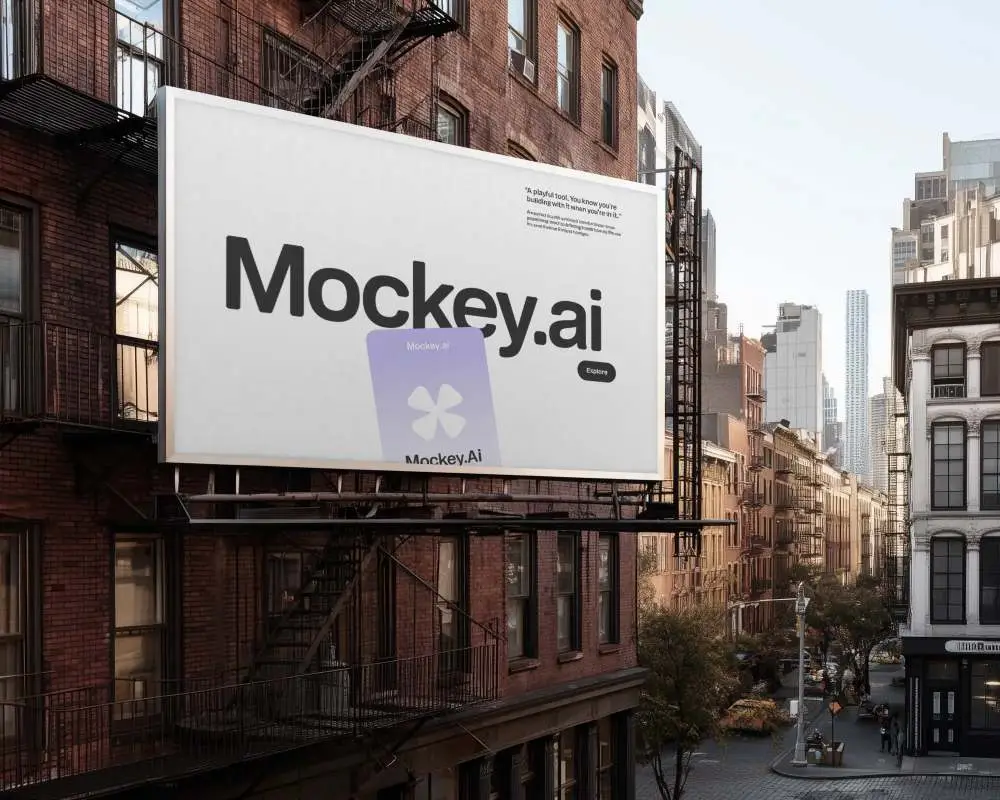 Urban Billboard Mockup Outdoor Advertising Blank Display On City Street Building 0547