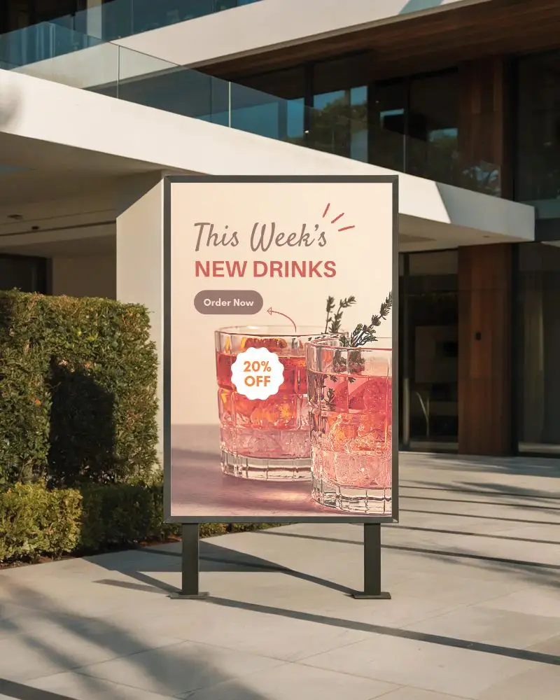 Modern Outdoor Advertising Billboard Mockup On Pedestal In Urban Setting 0549