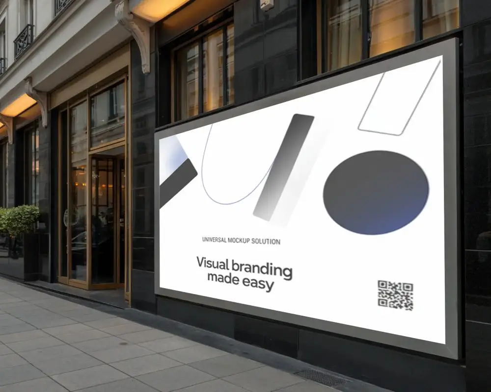 Commercial Storefront Perimeter Large Outdoor Billboard Mockup Display 0550