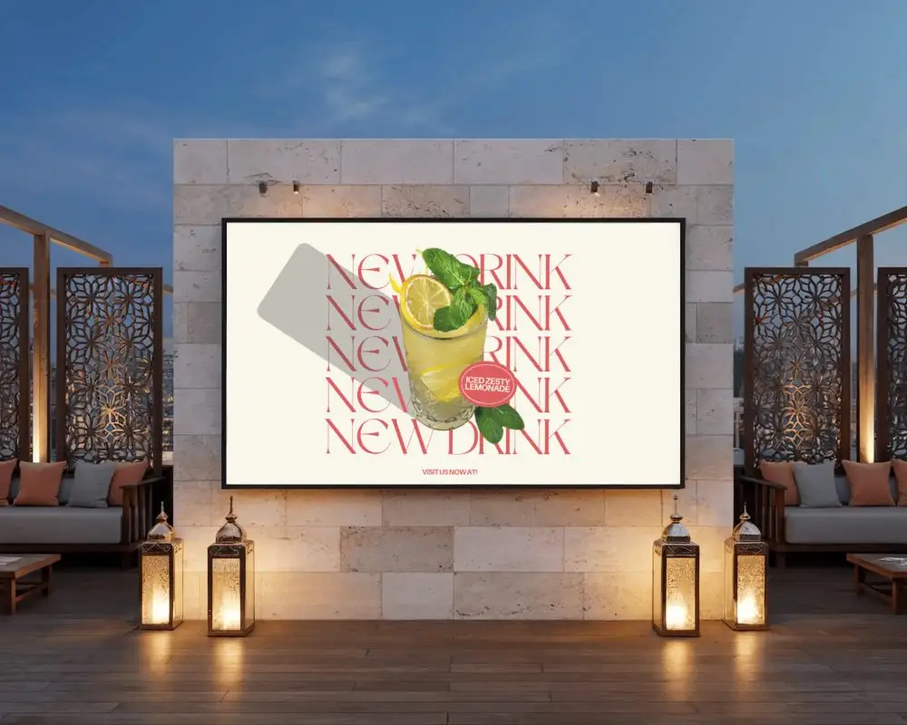 illuminated-rooftop-advertising-billboard-mockup-surrounded-by-cushioned-benches-and-lanterns