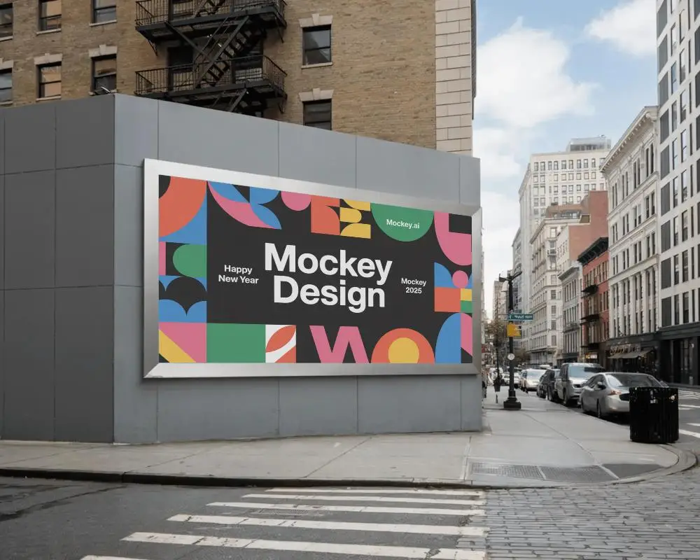 urban-billboard-mockup-on-modern-city-wall-with-crosswalk-and-highrise-buildings