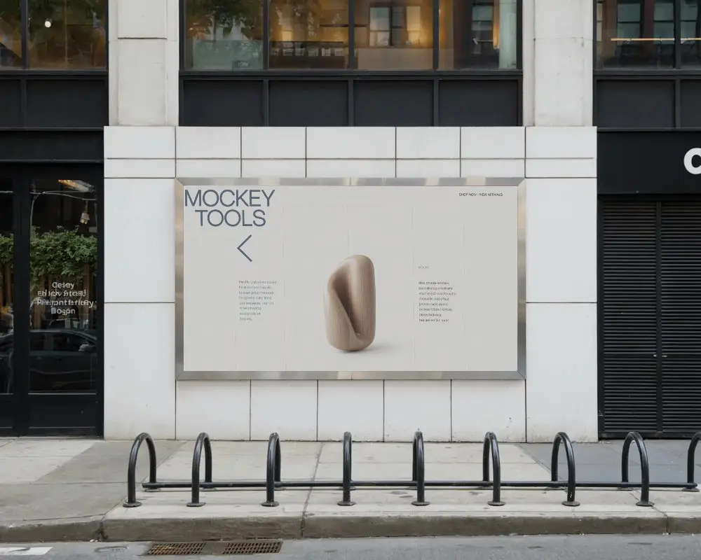 Large Public Billboard Mockup On Citysidewalk For Promotional Campaigns And Brands