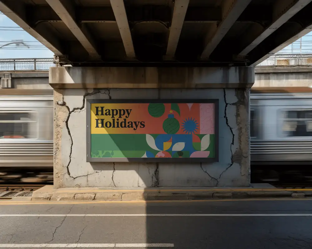 Urban Bridge Billboard Mockup For Railway Advertising Promotions And Brand Visibility Display