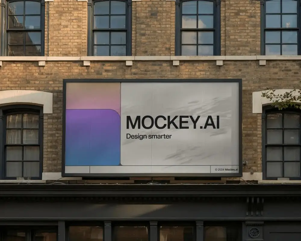 Billboard Mockup Mounted On Vintage Brick Building With Classic Architecture