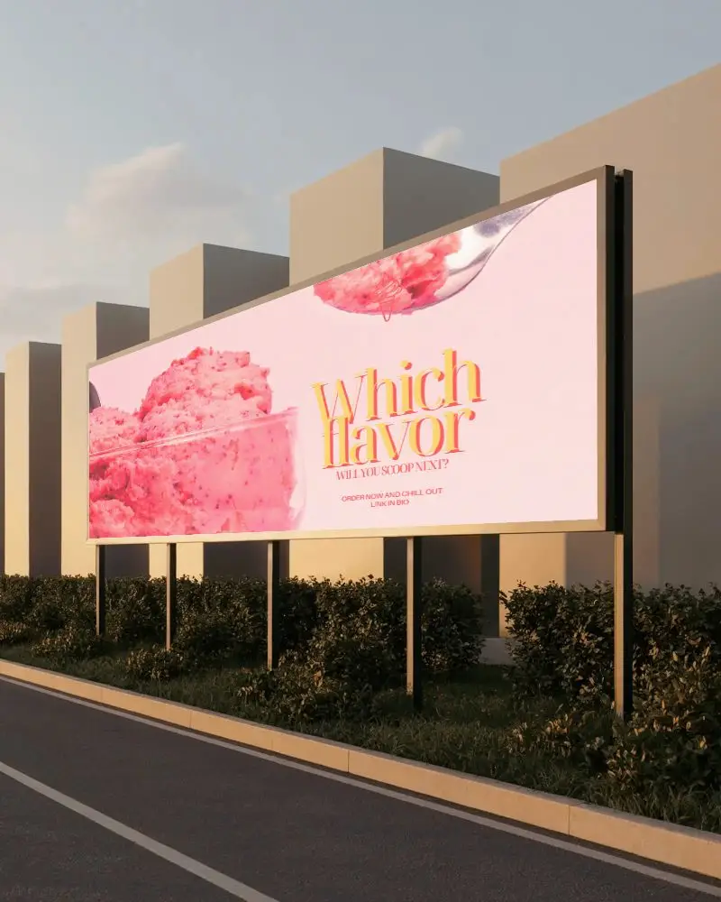 Empty Streetside Billboard Mockup With Vegetation Backdrop For Brand Promotion