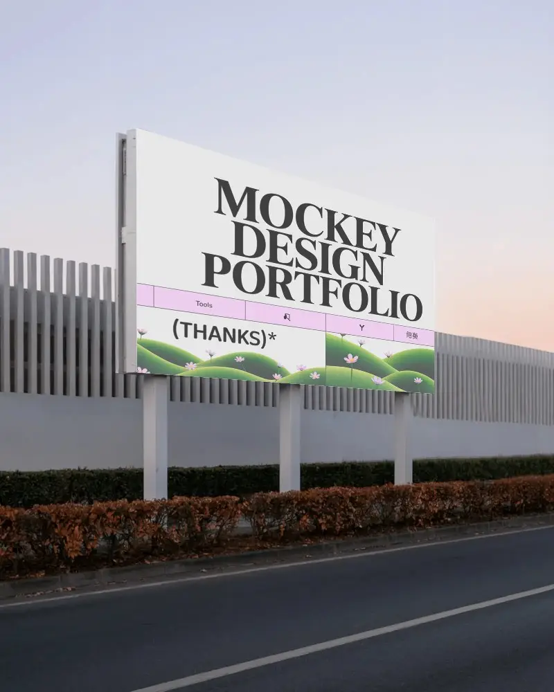 Outdoor Roadside Billboard Mockup For Advertising Campaigns High Resolution Display