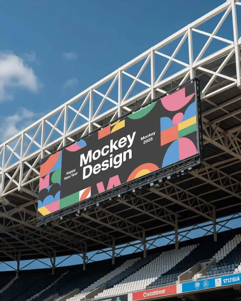 Sports Stadium Digital Billboard Mockup Blank Screen Large Platform Advertising