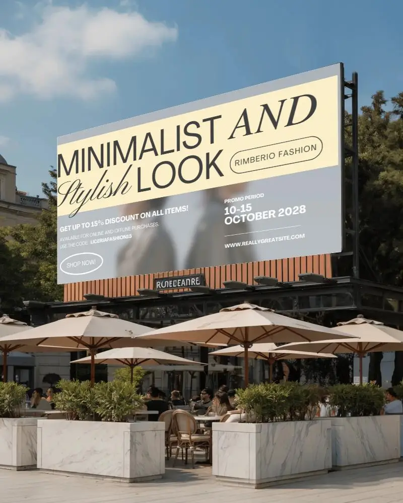 Outdoor Restaurant Billboard Advertising Mockup For Marketing And Promotion Campaigns