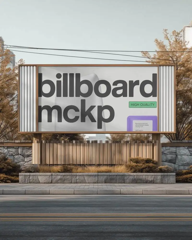 Modern Urban Billboard Mockup On Street For Creative Advertisement And Promotion Design