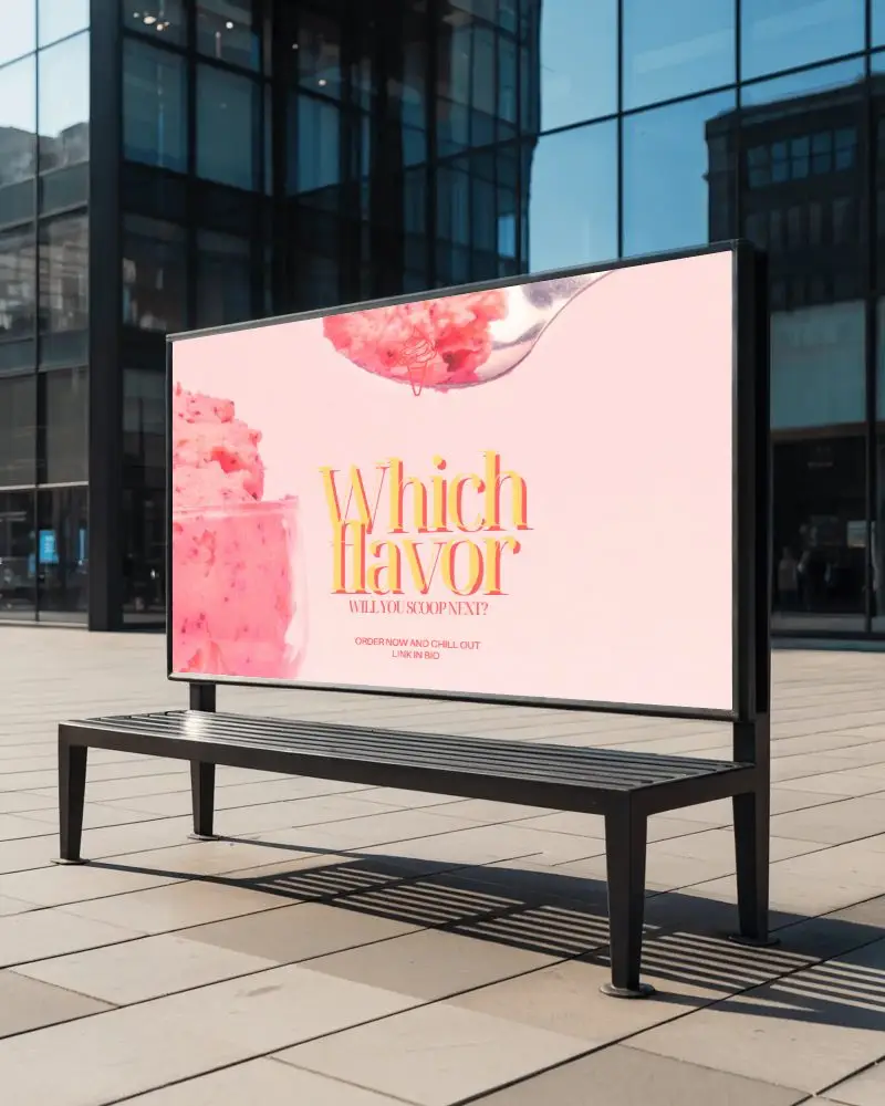 Urban Advertising Bench Billboard Mockup For City Promotion And Outdoor Marketing