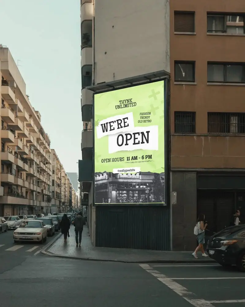 Urban Sidewalk Billboard Mockup For Street Advertising With Blank White Space