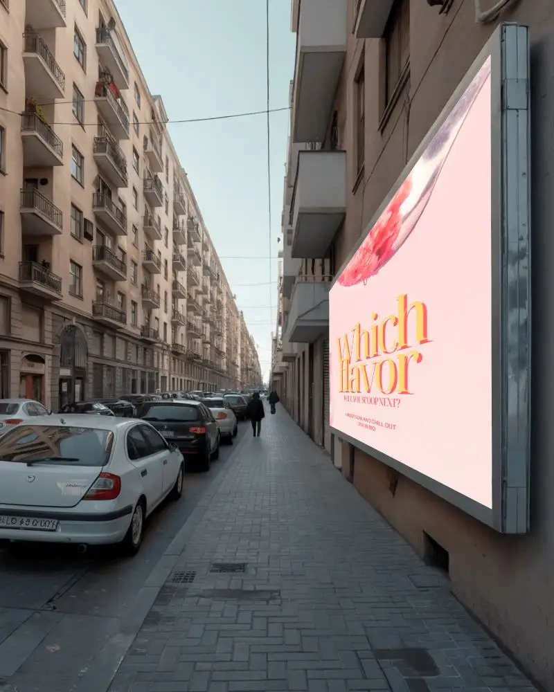 Urban Street Sidewalk Billboard Mockup For Outdoor Advertising Display