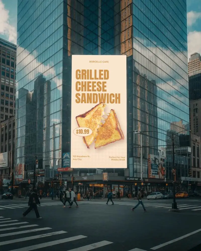 Urban Commercial Billboard Mockup Advertisement In Cityscape High Traffic Pedestrian Crossing