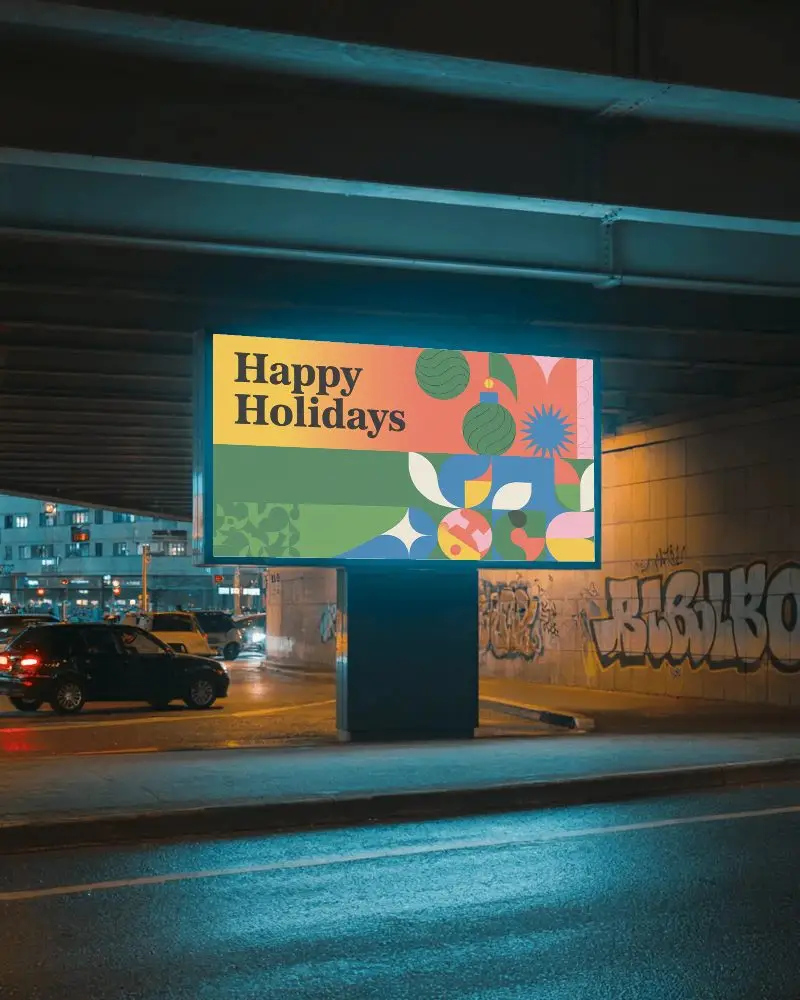 Urban Nighttime Billboard Mockup For Outdoor City Advertising Campaigns