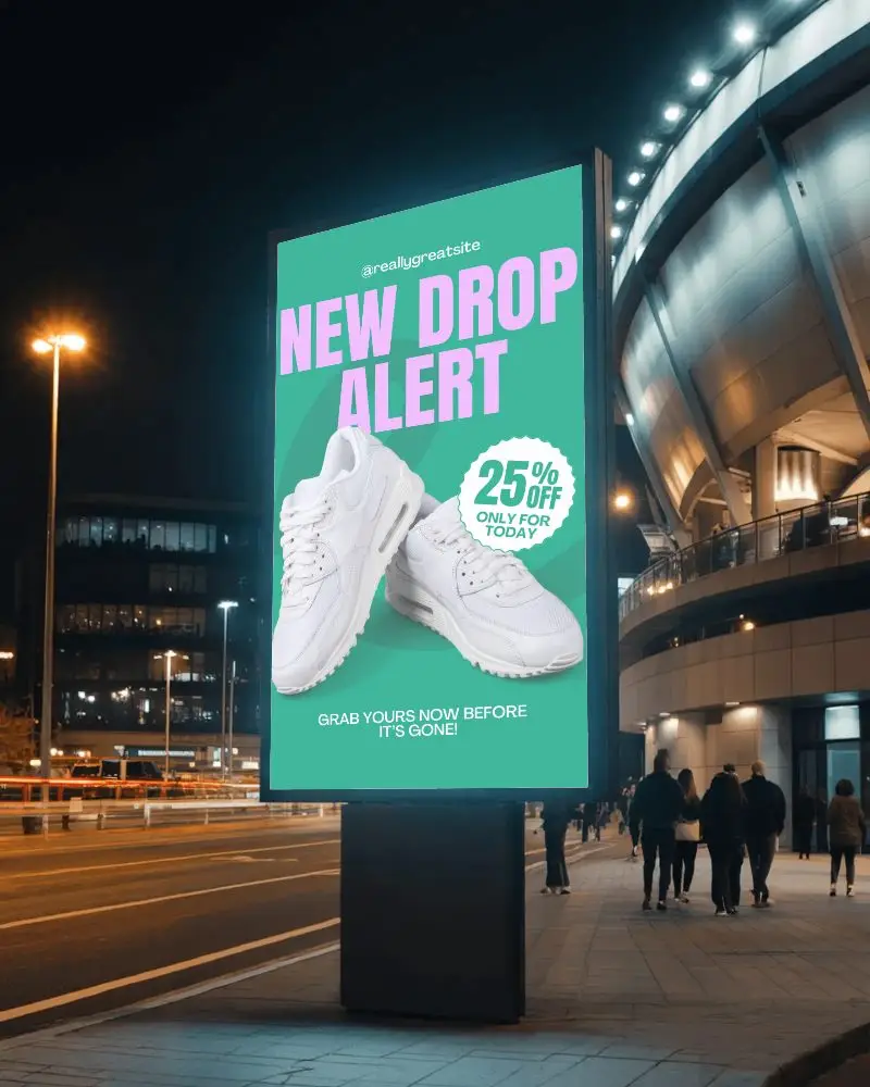 Outdoor Nighttime Urban Billboard Mockup For High Visibility Advertising Campaigns