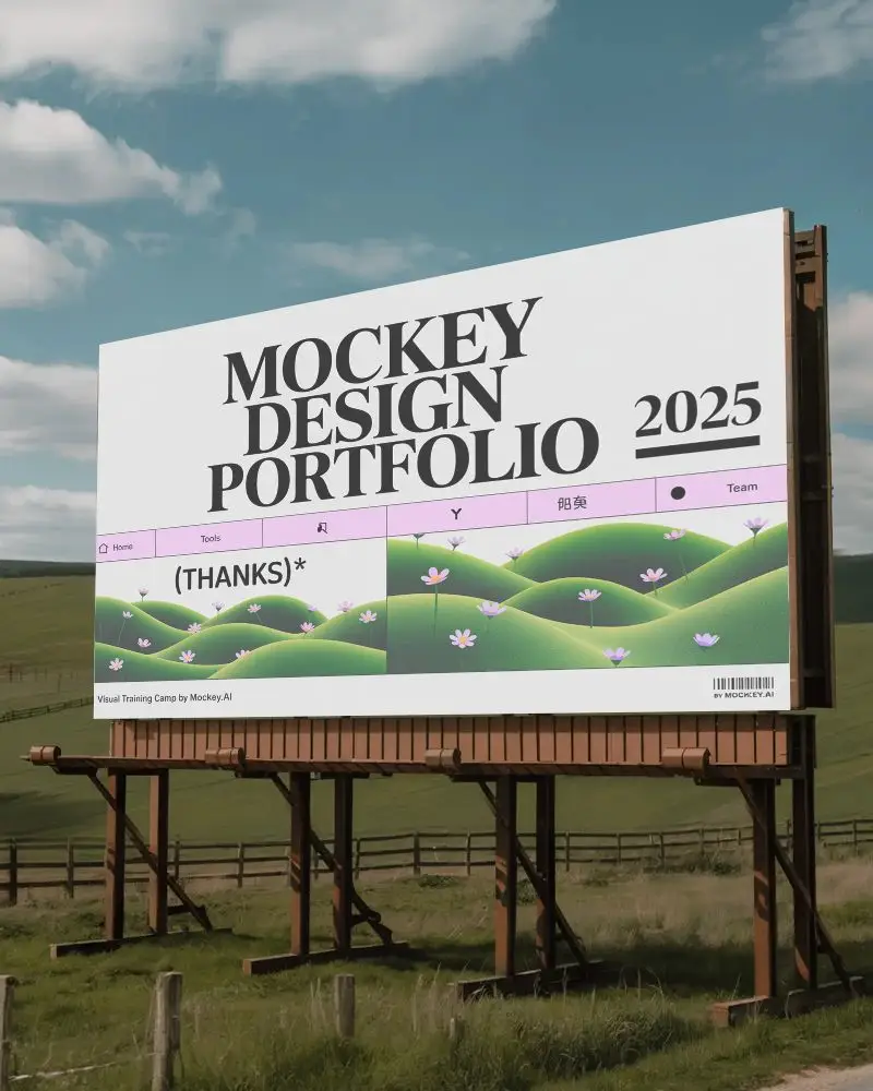 Large Outdoor Billboard Mockup In Rural Area For Advertising Campaigns And Marketing Promotion
