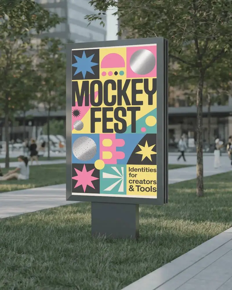 Urban Outdoor Advertising Billboard Mockup In Public Green Space