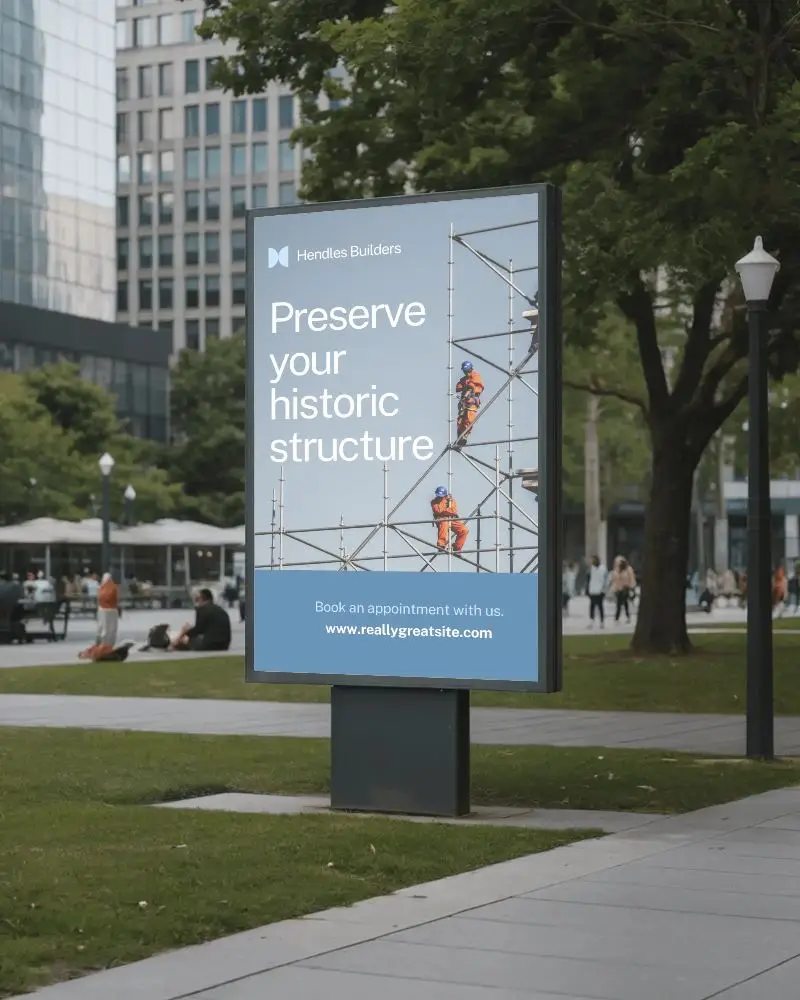 Urban Advertisement Billboard Mockup In Public Park Space For Marketing Campaigns