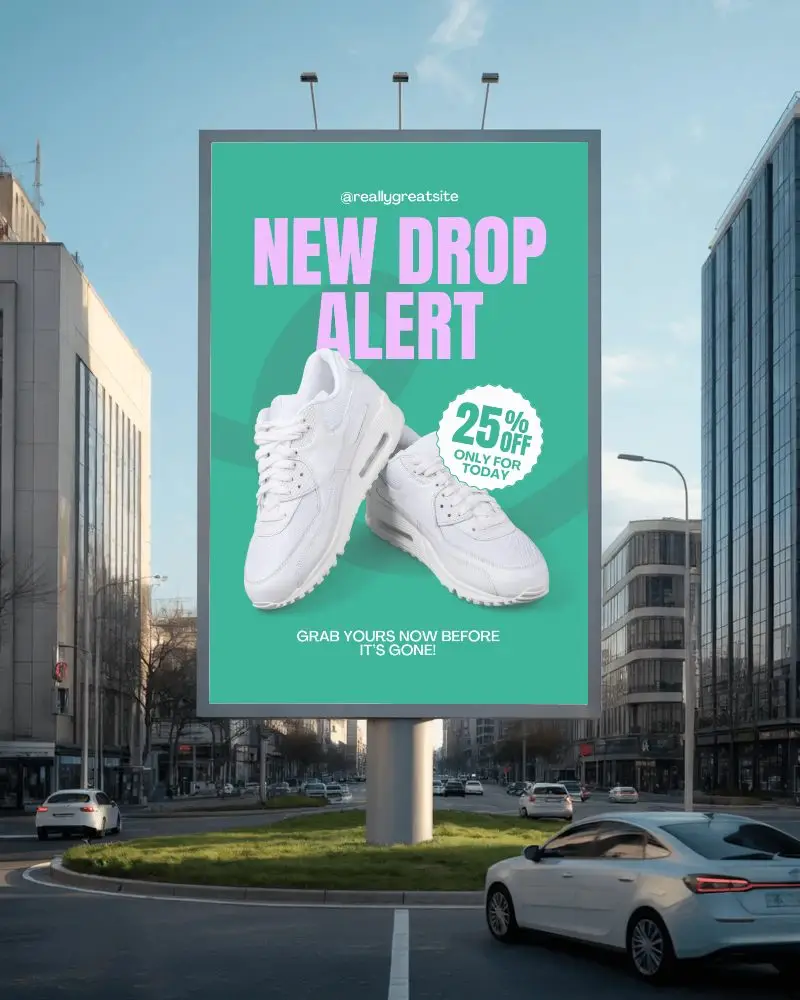 Urban Roadside Large Billboard Mockup For Outdoor Advertising Visibility