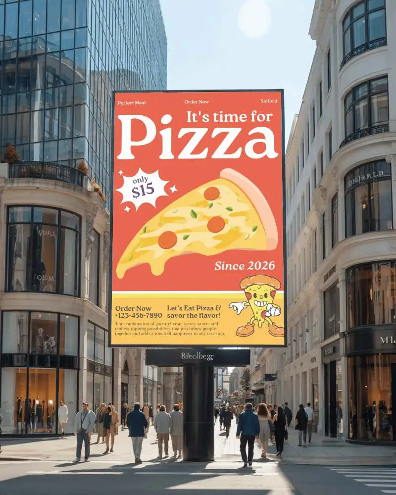 Urban Street Billboard Mockup With Blank White Space For Advertising Promotion