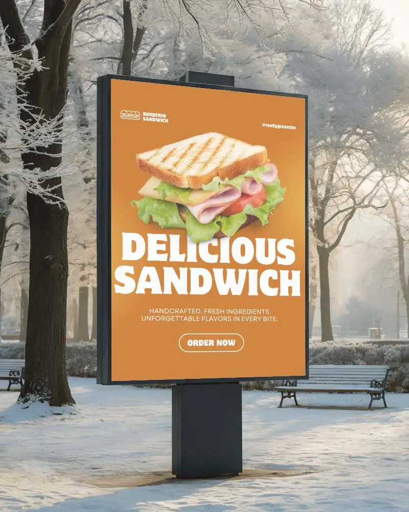 Blank Outdoor Billboard Mockup In Winter Park For Custom Advertisement Display