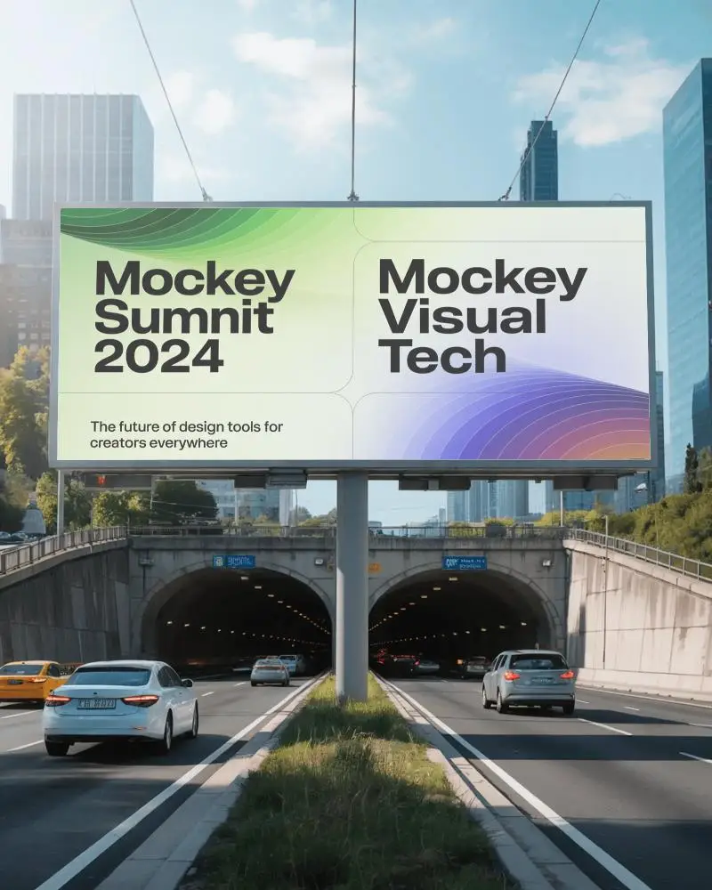 Large Empty Billboard Mockup Over City Expressway Waits For Targeted Advertising Campaign Launch