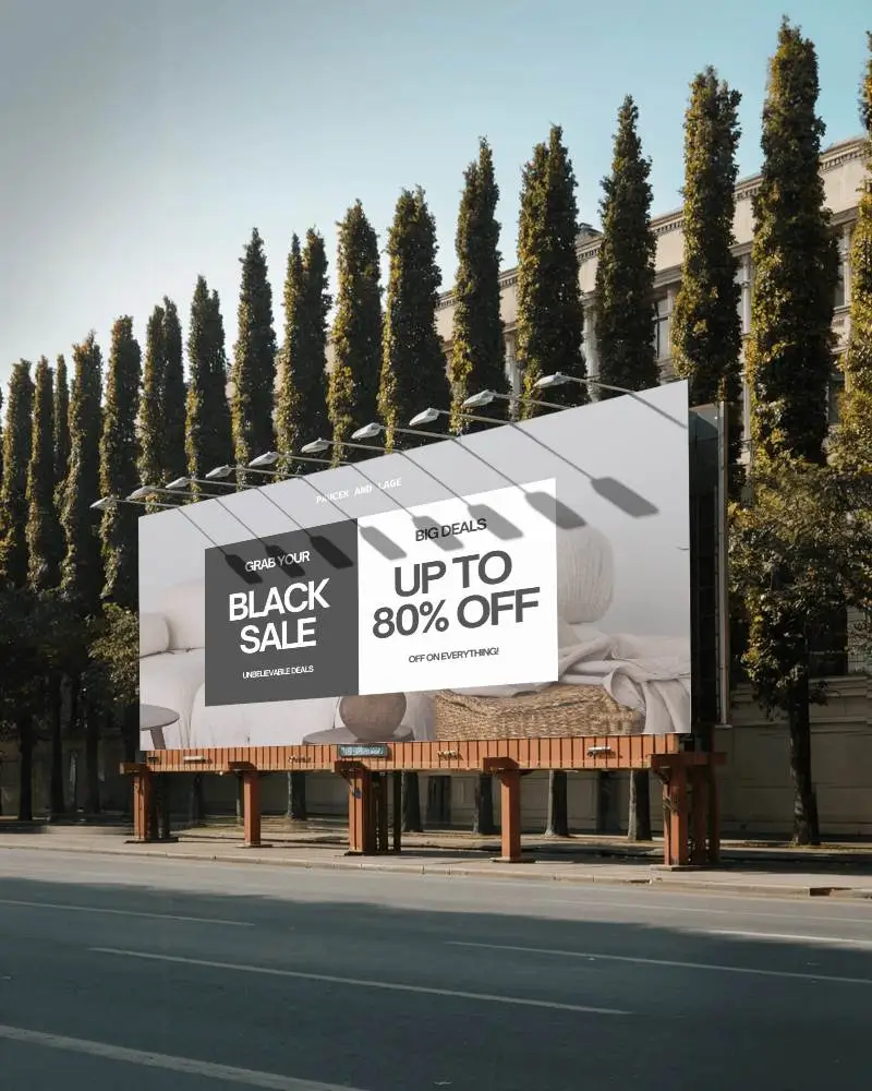 Urban Outdoor Advertising Billboard Mockup Empty Blank Large Space For Design Display