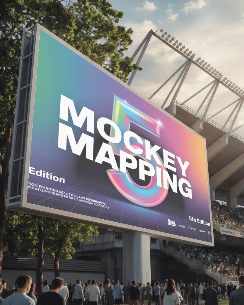 Large Outdoor Billboard Mockup Stadium Crowd Event Blank Display Advertising Space