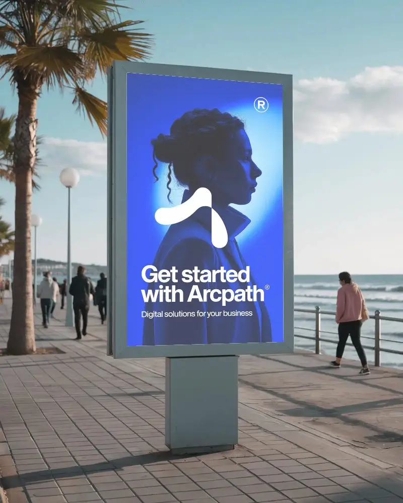 Vertical Billboard Mockup Street Poster Frame Seaside Promenade Urban Environment