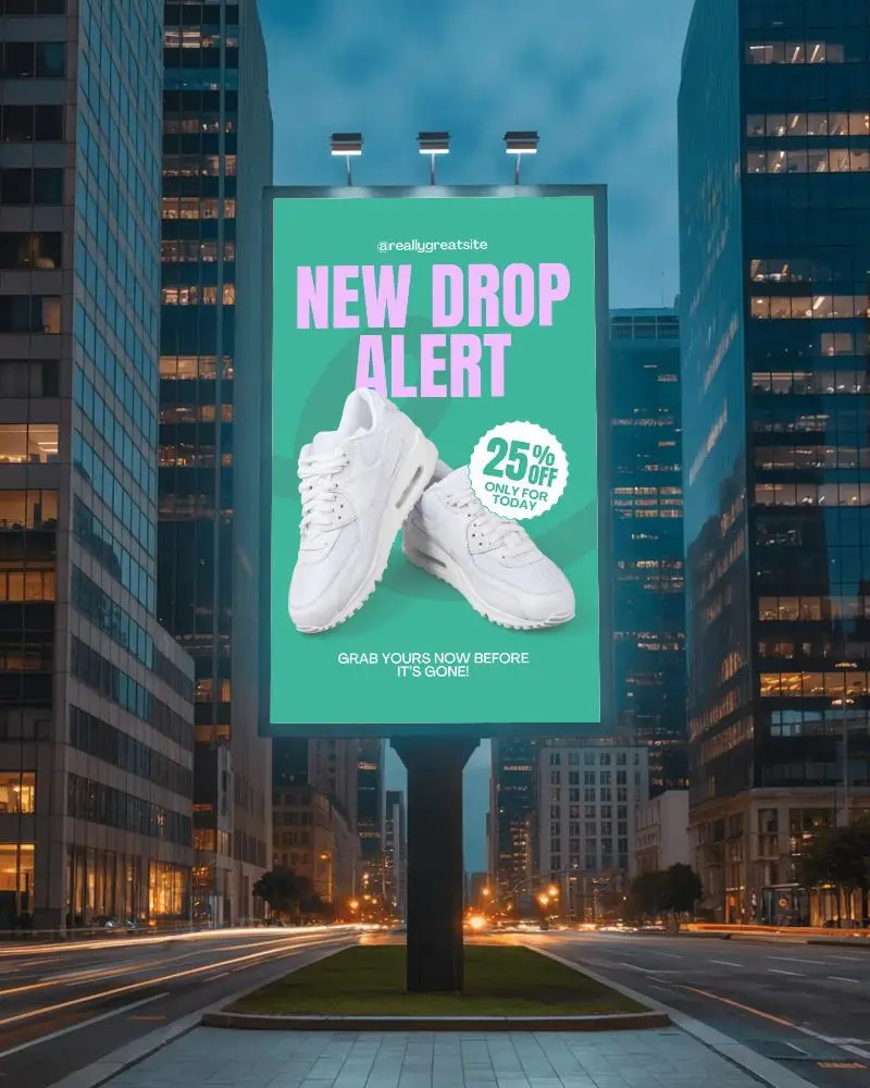 Urban Billboard Mockup For Outdoor Advertising In Cityscape Environment At Dusk