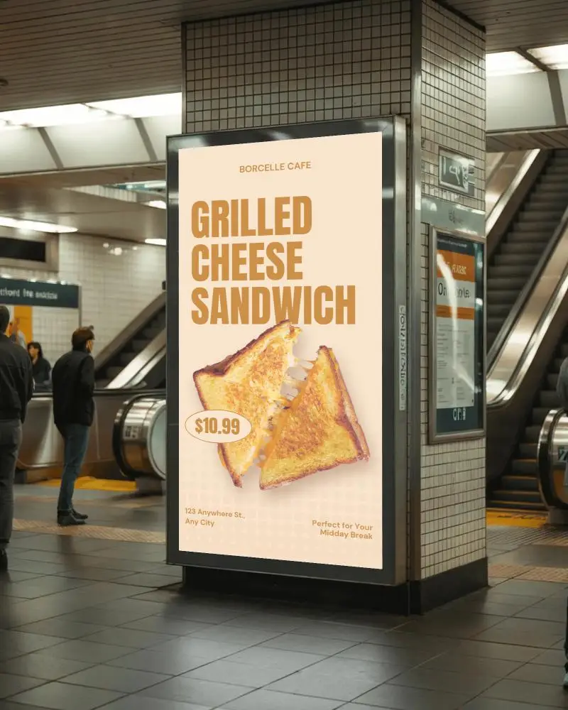 Large Vertical Billboard Mockup In Busy Subway With Blank White Space For Customads