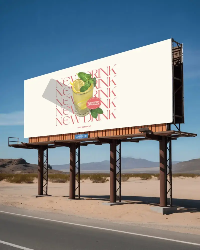 Highway Roadside Blank Billboard Mockup For Advertising Campaign Promotion