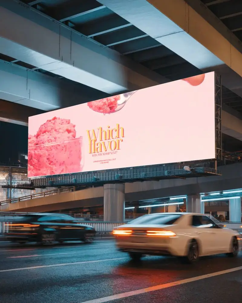 Blank Large Billboard Mockup Over City Road Ideal For Promotions And Visual Ads