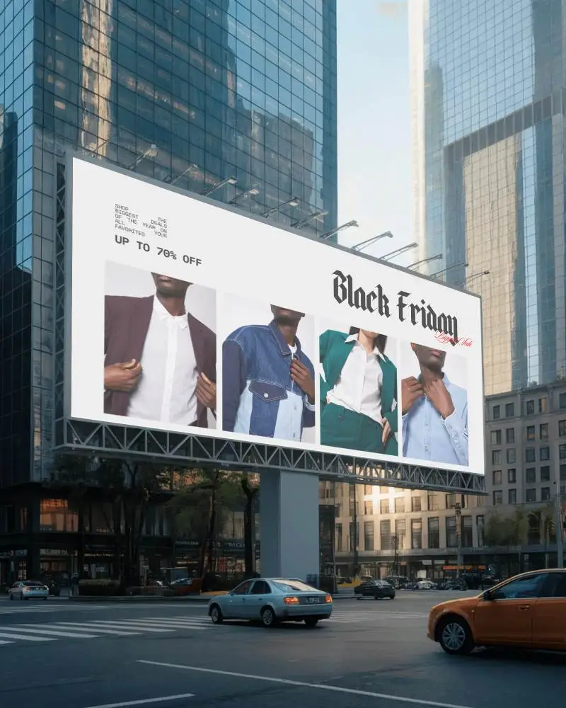 Large Urban Billboard Mockup Advertising Space In Busy City Intersection Ideal For Marketing