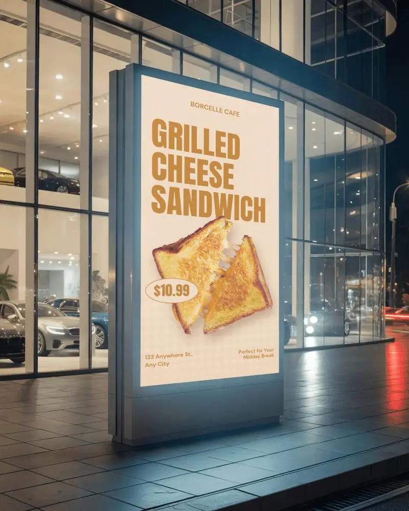 Illuminated City Street Billboard Advertisement Mockup Outdoor Urban Marketing Display