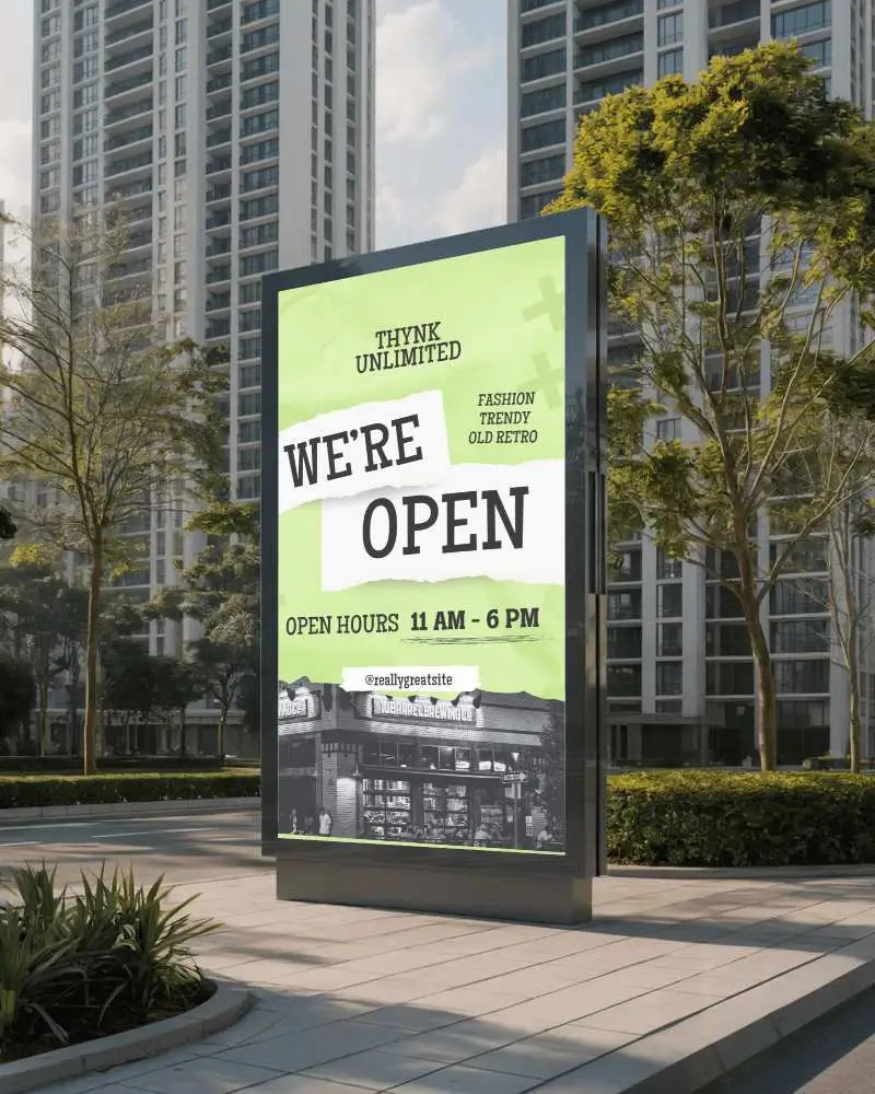 Urban Billboard Advertisement Mockup Outdoor Public Space Pedestrian Friendly Area