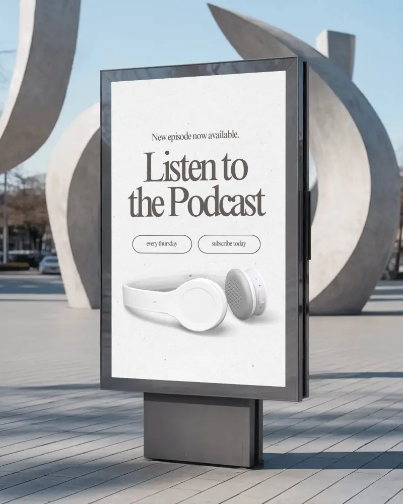 Urban Outdoor Advertising Billboard Mockup Modern Public Space Pedestrian