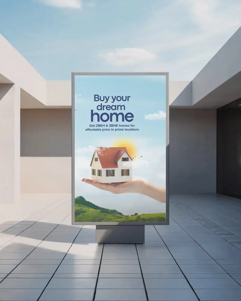 Modern Outdoor Billboard Mockup For Advertising Urban Public Space High Quality Template