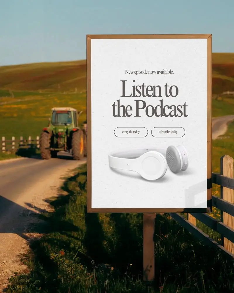 Countryside Farm Road Billboard Mockup For Rural Business Promo And Agriculture Campaign